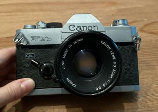 Vintage Canon Ftb 35 Mm Camera W/ 50mm 1:1.  8 Lens