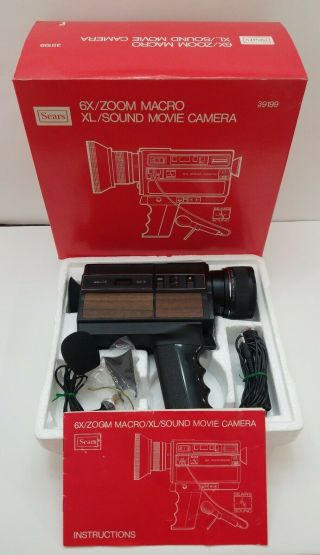 Vintage Sears 6x Zoom Sound Movie Camera Box Parts Only 39199