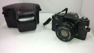 Vintage Sears Ks 35mm Slr Camera With 1:2.  0 50mm Auto Lens Leather W/ Case