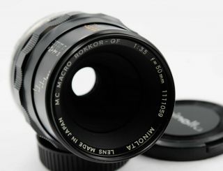 Minolta Mc Macro Rokkor - Qf 50mm 1:3.  5 Camera Lens
