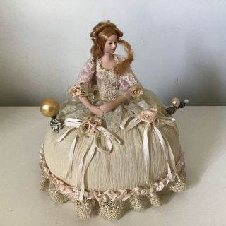 Vintage Style Porcelain Doll Pin Cushion For Sewing & Hat Pins 454