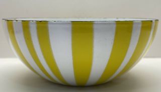 Vintage Cathrineholm Norway 5.  5” Yellow White Striped Enamel Bowl Mcm