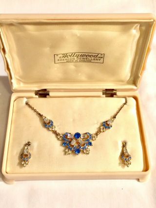 Vintage Hollywood Designer Jewellery Set Necklace & Earrings