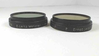 Two Vintage Leitz Leica filters 2 Yellow & green for Leica rangefinder cameras 2