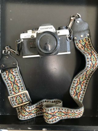 Olympus Om - 10 Film Camera Body Only With Vintage Shoulder Strap