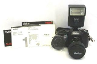 Vintage Vivitar V2000 35mm Slr Camera 35 - 70mm F/3.  5 - 4.  8 Macro Lens With Flash