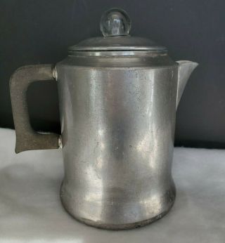 Vintage Montgomery Ward Stove Top Aluminum Camping 8 Cup Coffee Pot Percolator