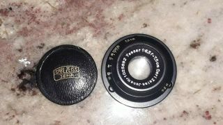 Vintage Carl Zeiss Jena Nr Tessar F:6.  3 7.  5 Cm Lens