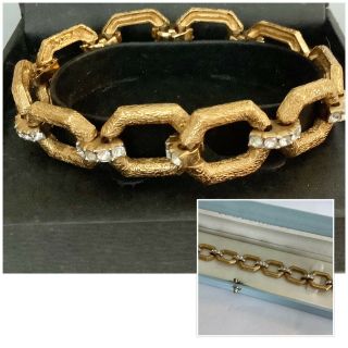 Vintage Signed Attwood & Sawyer Gold Plated & Swarovski Crystal Bracelet