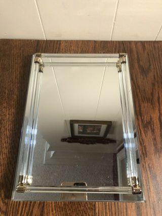 Vintage Art Deco - Style Footed Vanity Tray/mirror Acrylic Rods 8 X 11