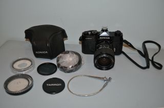 Konica Autoreflex T Slr Camera,  Tamron 28 - 70mm F/3.  5 - 4.  5 Lens W/3 Filters "