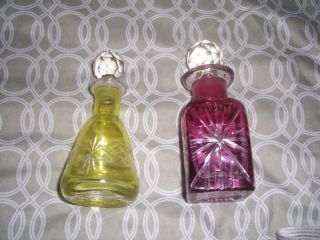 2 Vintage Antique Cut Glass Perfume Bottles