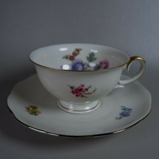 Vintage Krister Porzellan Manufaktur Kpm Germany Tea Cup And Saucer Floral Gold