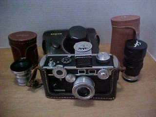 Vintage Argus C3 Rangefind Camera 50mm Lens,  2 Lenses,  Lc3 Light Meter,  3 Cases