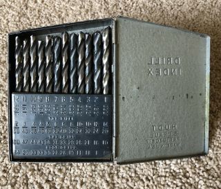 Vintage Huot Drill Index 1 - 60 With Bits In Metal Case.  Made In Usa