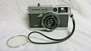 Vintage Early 1970s Olympus 35 Ec Camera W/ Batteries & Uv Filter