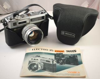 Yashica Electro 35 Gsn 35mm Camera,  Yashinon Dx 1:7 45mm Case Instructions