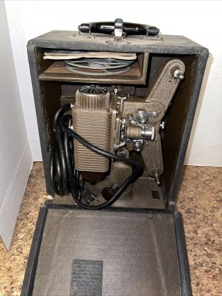 Vintage Revere Model 85 8mm Movie Film Projector With Case Cords And Reels Read