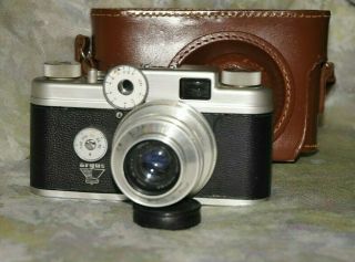 Vintage Argus C4 35mm Film Camera With Cintar 50mm F/2.  8 Lens & Case