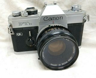 Vintage Canon Ftb 35 Mm Camera W/ 50mm 1:1.  8 Lens