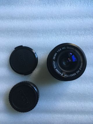 Vivitar 28mm F2.  8 Mc Close Focus Wide Angle Lens,  Pk Mount