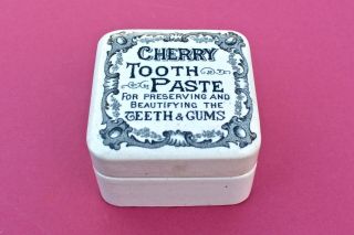 Vintage C1890s Cherry Tooth Paste Art Nouveau Design Square Potlid Pot Lid,  Base