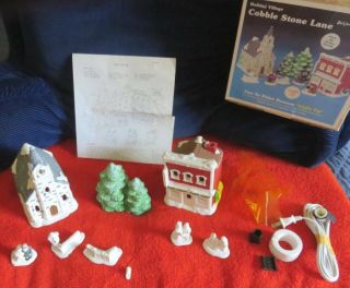 Vtg Cobble Stone Lane Holiday Village Partially Painted California Creations