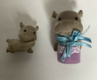 Vintage Calico Critters - Sylvanian Families Gray Mom,  Baby Hippo