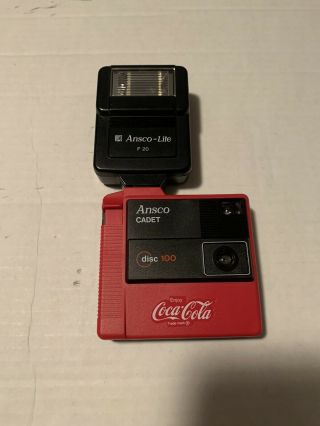 Vintage Ansco Cadet Coca Cola 100 Disc Camera With Flash