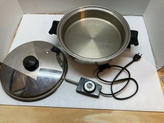 Saladmaster 7817 Oil Core Electric Skillet W/ Vapo Lid Made In Usa Vintage