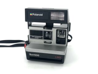 Vintage Polaroid Sun600 Lms Instant Film Flash Camera With Strap