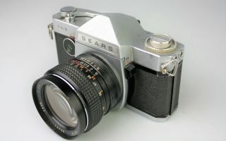 Vintage 70 ' s Sears TLS 35mm Film Camera w/ Auto Sears 28mm f/2.  8 Lens 2