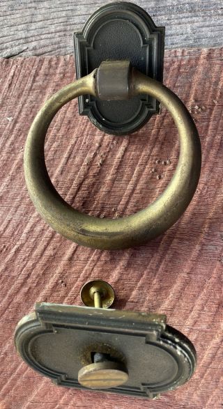 Vintage Solid Brass Door Knocker (complete) With Backing Plates & Hardware
