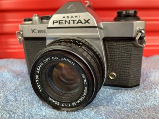 Asahi Pentax K1000 Vtg 35mm Camera Smc Prime M Lens 1:1.  7 35mm Film Kit