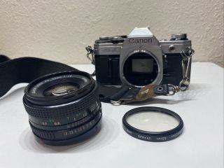 Canon Ae - 1 35mm Film Camera Body With Fd 50mm F/1.  8 Lens