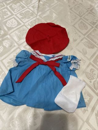 Vintage Cabbage Patch Kids ￼ Doll Clothes Blue Dress With Red Ribbon And Red Hat