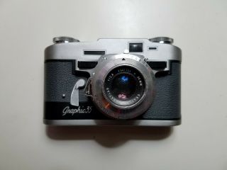 Vintage Graflex Graphic - 35 35mm Rangefinder Camera w.  F2.  8 Lens & Case 3