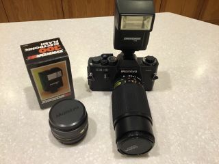 Vintage Mamiya Ze - 2 Quartz Camera With Lenses And Flash
