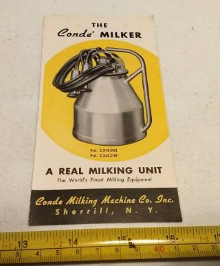 Vintage Conde Milking Machine Co Sherrill York Advertising Brochure