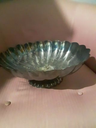 Vintage Reed & Barton Silver Plated Oval Scalloped Pedestal Bowl 60