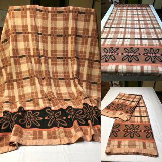 Vtg 1940 - 50’ Beacon / Camp Blanket.  Plaid / Floral Patter.  Vintage Camp Blanket