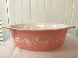 Vintage Pink Daisy Pyrex Oval Casserole Dish 043 No Lid