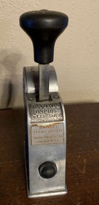 Vtg Silver Metal Commercial Controls Multipost Postal Stamp Affixer Model 35