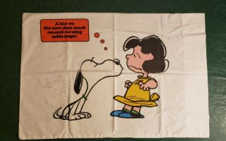 Vintage Peanuts Lucy And Snoopy A Kiss On The Nose Pillowcase 1971 Schultz