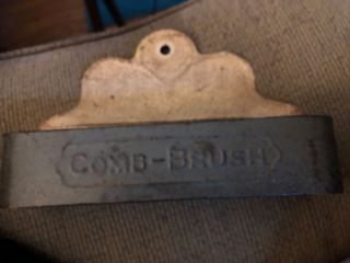 Vintage Pressed Metal Tin Comb & Brush Holder Wall Pocket Hang Or Sit On Vanity