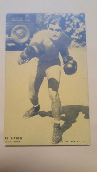 Vintage 1928 Exhibit Supply Boxing Card: Al Singer.  York.  Yellow.  Blank Back