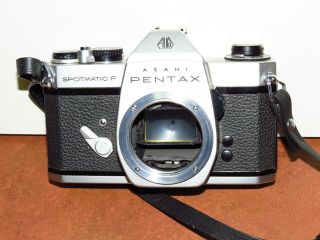ASAHI PENTAX Spotmatic F 35mm film camera silver body w/original manuals, 3