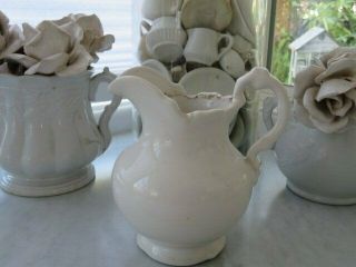 Wonderful Old Vintage All White Ironstone Pitcher Medium Small Pitcher Stains