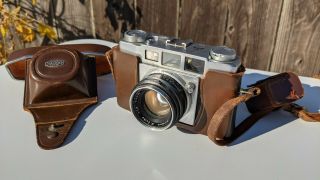 Vintage Olympus 35 - S 35mm rangefinder camera with lens,  flash,  & case 3