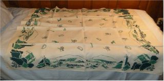 1939 Worlds Fair Vintage Linen Tablecloth